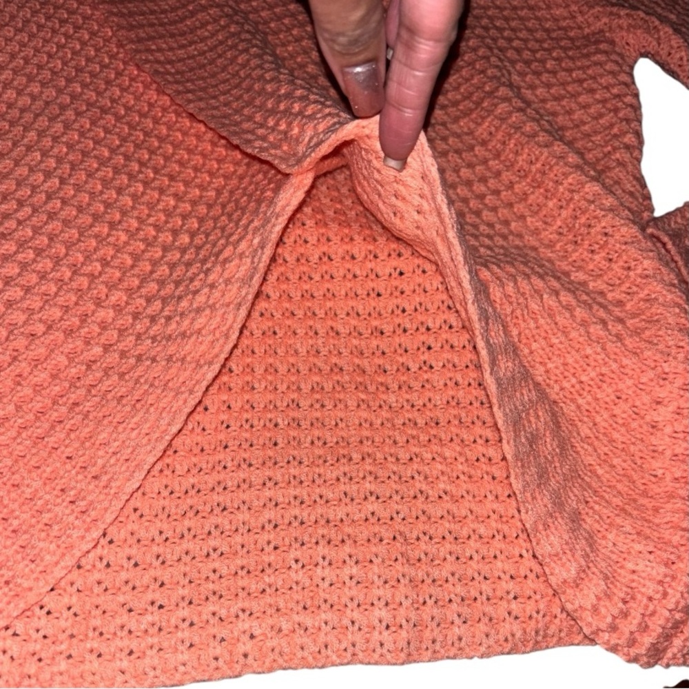 Zenana Turtleneck Waffle Crossover Button Sweater, P2P:20.5”, L:28”, NWT-Coral - Picture 8 of 16